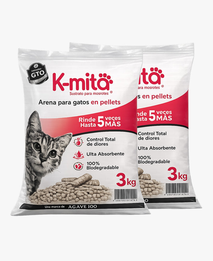 6kg de Arena Biodegradable K-mita (2 bolsas de 3kg)