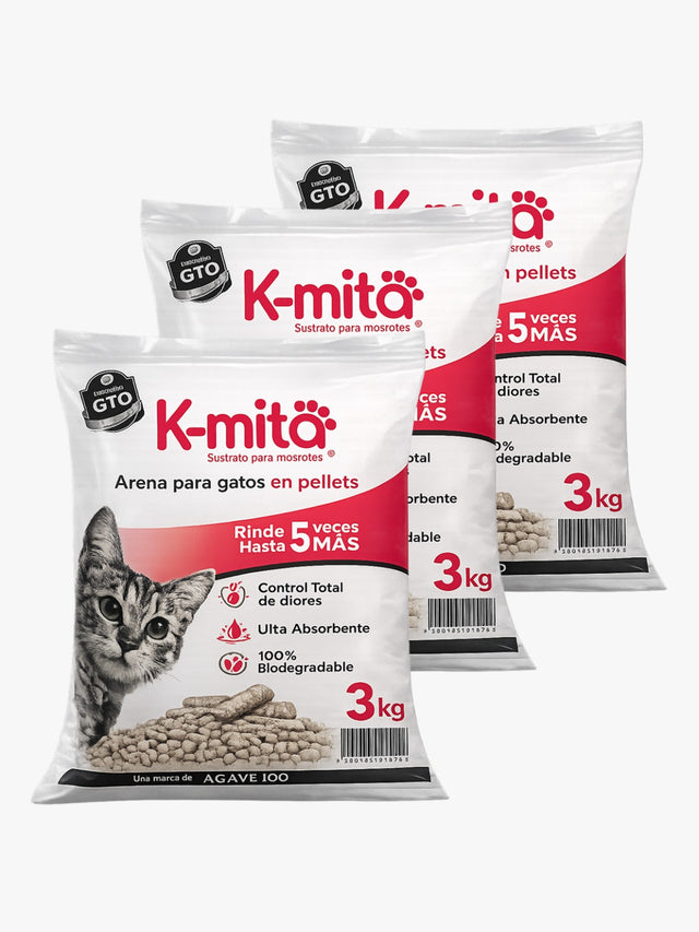 9kg de Arena Biodegradable K-mita (3 bolsas de 3kg)