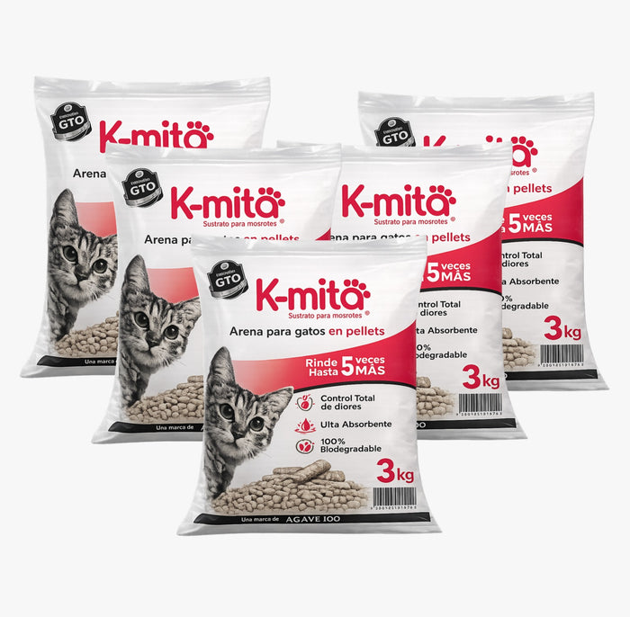 15kg de Arena Biodegradable K-mita (5 bolsas de 3kg)